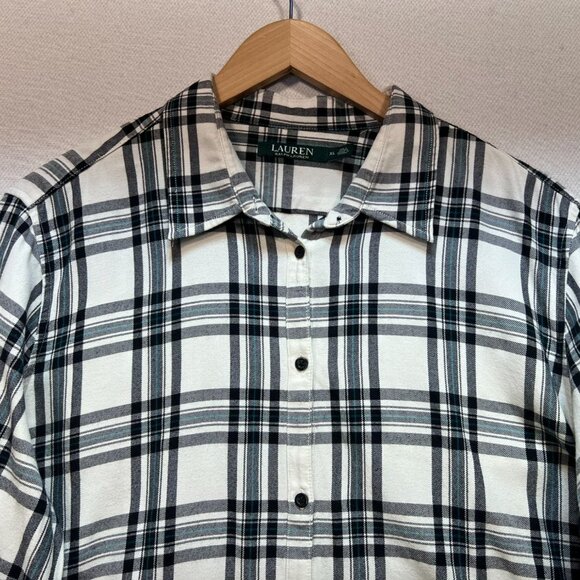 Lauren Ralph Lauren Womens Plaid Button Up Shirt Size XL Long Sleeve Flannel Y2K - Picture 4 of 12